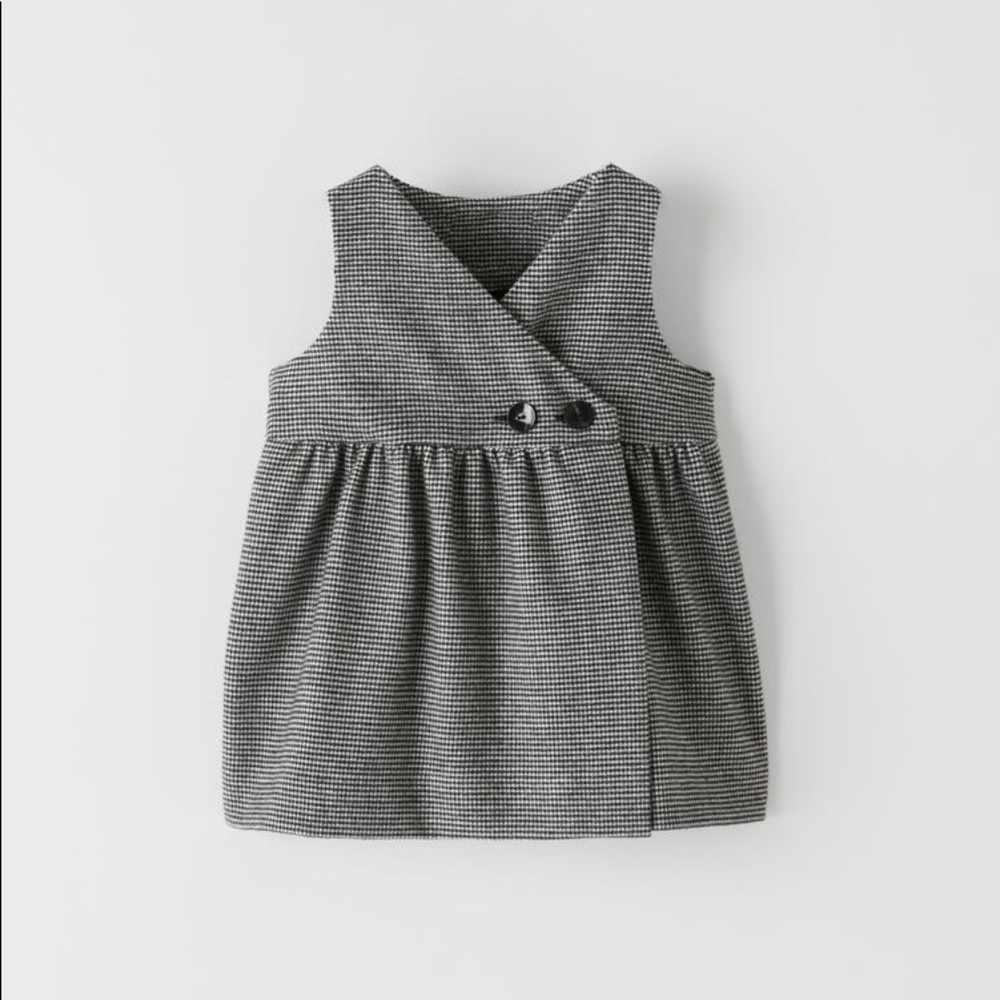 NWT Zara 4-5Y houndstooth wrap pinafore dress